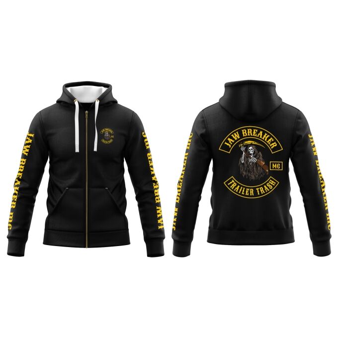 Sweat-Shirt à Capuche Zippé (Veste Gamme DELUXE) Jaw Breaker MC - Imprimé en France